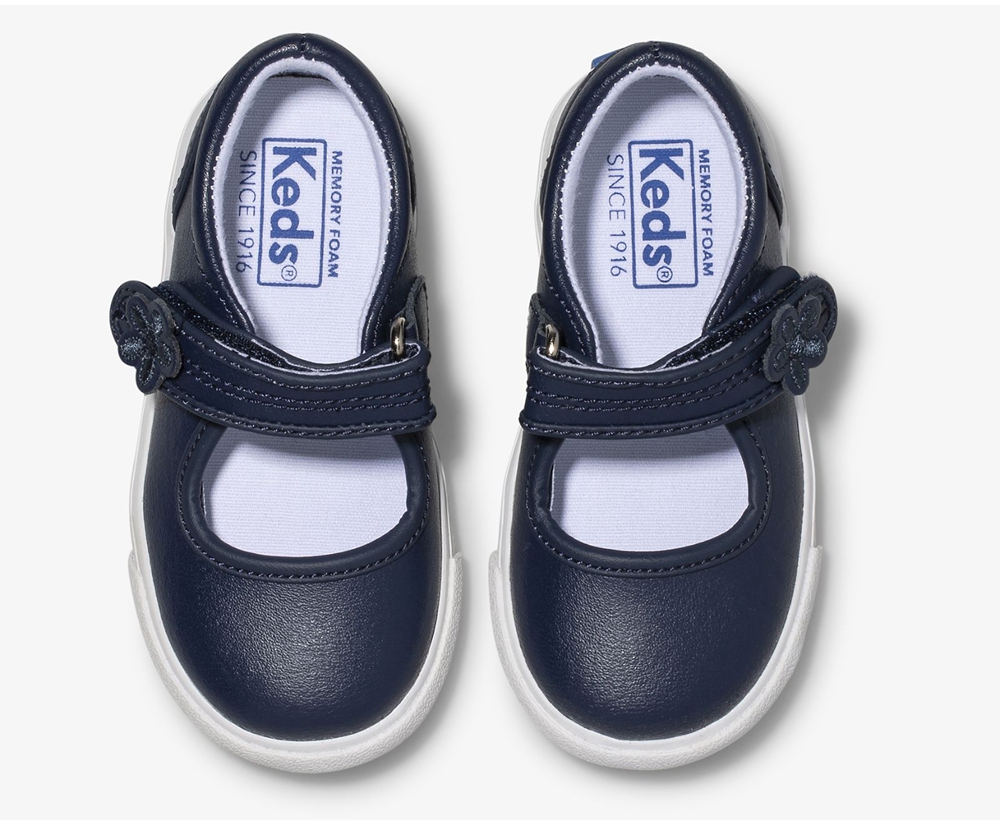 Slip Ons Keds Enfant Bleu Marine - Ella Mary Jane - 398-PGWHKN